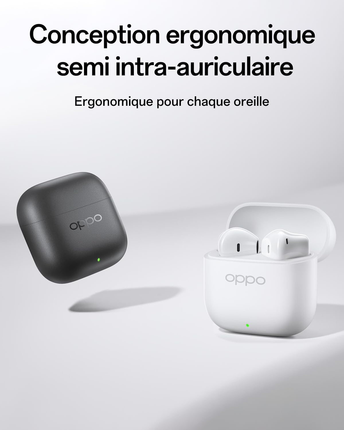 OPPO Enco Buds3 Écouteurs True Wireless, Casque Intra-auriculaire Bluetooth 5.4 Stéréo, 48H de Lecture, Unité de Haut-Parleur Dynamique de 12,4 mm, IP55, Son Spatial 3D, Snow White