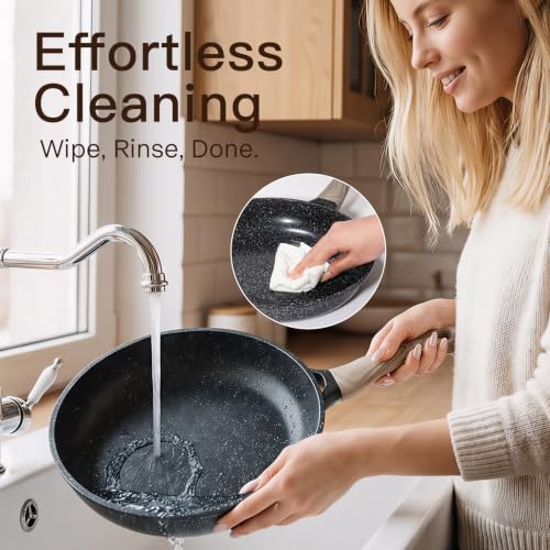 Image of USELUCK 22-Piece Pots and Pans Set, Nonstick ceramic cookware set | PFAS-Free Non-Toxic Ceramic Cookware, Healthy Kitchen Cooking Set, Induction Compatible, Easy to Clean, Black