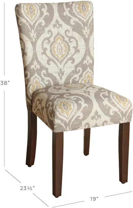 HomePop Parsons Classic Upholstered Accent Dining Chair, Set of 2, Taupe and Cream Medallion - Chairs