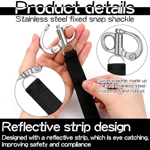 Image of Tellegloww 4 Pcs Scba Mask Quick Release Clip Shackle Marine Grade 316 Stainless Steel Snap Shackle Lanyard for Firefighter Accessories Rigging Boating Sailing