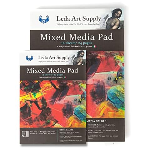 Mixed Media Fine Art Paper Pads - 2 Sizes A4 (11.5 x 8.25) and A3 (16.5 x 11.5) for Acrylic, Oil, Ink, Pencil Markers and More Cover