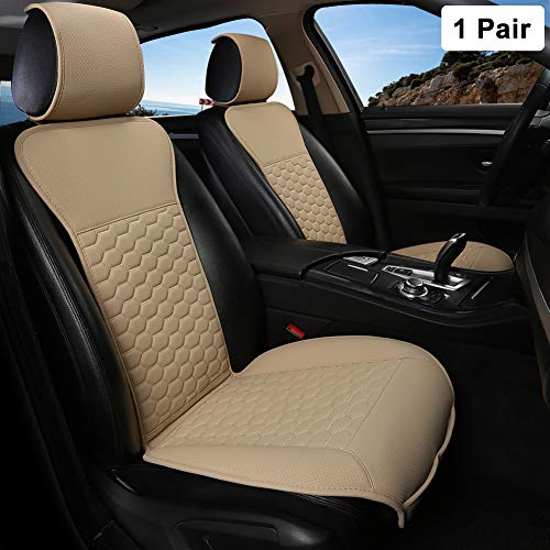 Black Panther 1 Pair Luxury PU Leather Front Car Seat Covers Breathable and Non-Slip Auto Seat Protectors for 95% Car Seats (Beige)