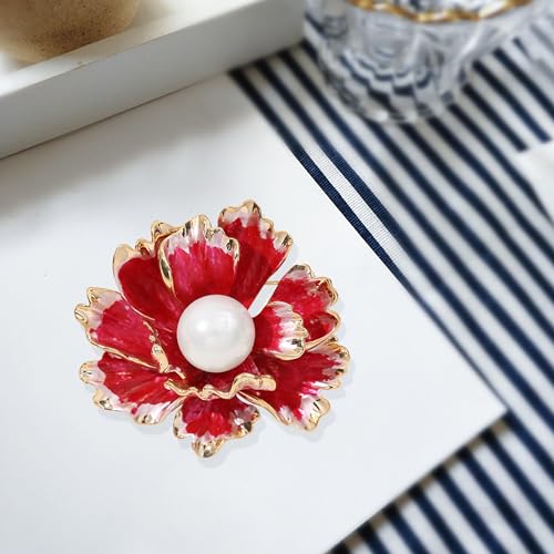 Image of GBAHFY Crystal Pearl Flower Brooches Pins Fashion Beautiful Created Floral Brooch Good Idea for Party Dance Wedding Banquet for Elegant Women