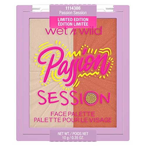 wet n wild, Face Palette Wild Crush Passion Collection, Highlighter- und Rouge-Duo, Modelliert, Konturiert und bringt deine Gesichtszüge zum Strahlen, mit Passionsfrucht-Samenöl, Passion Session