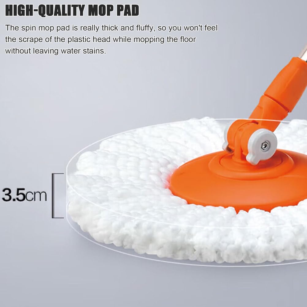 Sistema de cubo de fregona giratoria con protector de salpicaduras desmontable y almohadillas de microfibra adicionales para limpieza de suelos