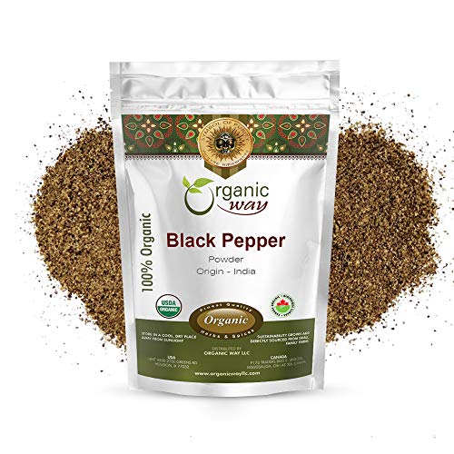 Organic Way Premium Black Pepper Powder (Black Tellicherry Peppercorn) - Adds Flavour & Aroma | Organic & Kosher Certified | Raw, Non Gmo & Gluten Free | Usda Certified cover