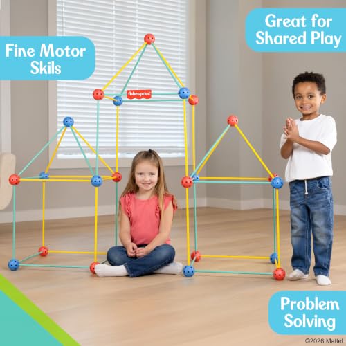 Fisher-Price™ Create Your Way Fort Builder – 70 Piece Fort Building Kit for Kids, Build Your Own Indoor Fort, Construction Set with Rods and Connectors, DIY Play Space for Kids - image 6