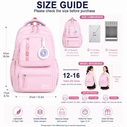 Image of Korean Style School & College Backpack with Detachable Pouch | 18 Inch Large capacity bag for Girls & Boys Age of 12-16 years | Best for School, Tution, Travel, Camping