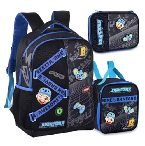 Kit Mochila com Estojo e Lancheira Brancoala Oficial Youtuber Gamer