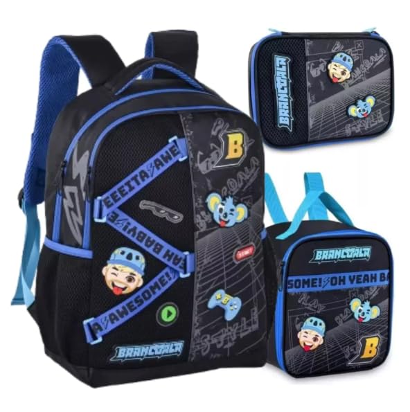 Kit Mochila de Costas Estojo e Lancheira Brancoala Oficial Youtuber Gamer