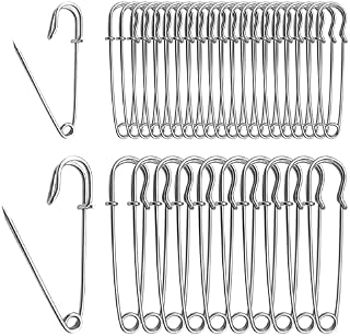 ZOCONE 30 PCS Safety Pins for Clothes, 4 Inch Large Safe Pins, Heavy Duty Safety Pins, 2 Inch Large Safety Pins Strong For Jewellery/ Bags/ Hats/ Clothes/ Handbag/ DIY Crafts(Silver)