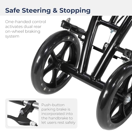 Drive Medical 796 Adjustable Height Steerable Knee Walker Knee Scooter Leg Walker Crutch Alternative, Dual Pad with Basket and Hand Brake 350 Pound Weight Cap by Drive Medical - Image 6