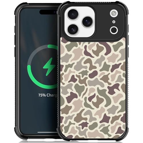 NONMY Magnetic for iPhone 17 Pro Max/iPhone 18 Pro Max Case,S Compatible with MagSafe, TPU Bumper Hard PC Pattern Back Case Green Brown Camouflage
