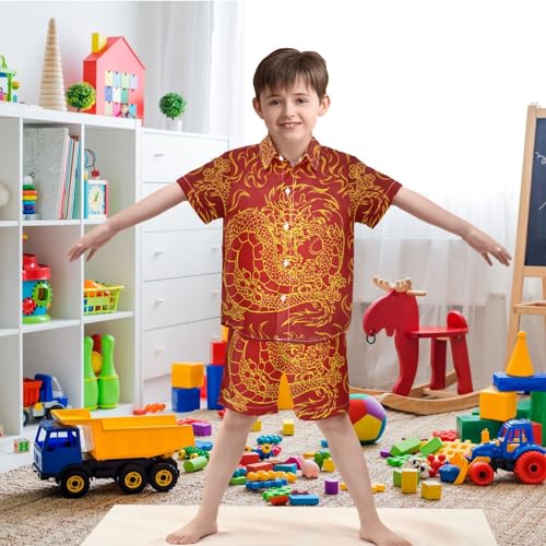 Image of visesunny Boy Floral Short Sleeve Button Down Shirt & Casual Shorts Set Summer Outfits 3-10 Years Clothes