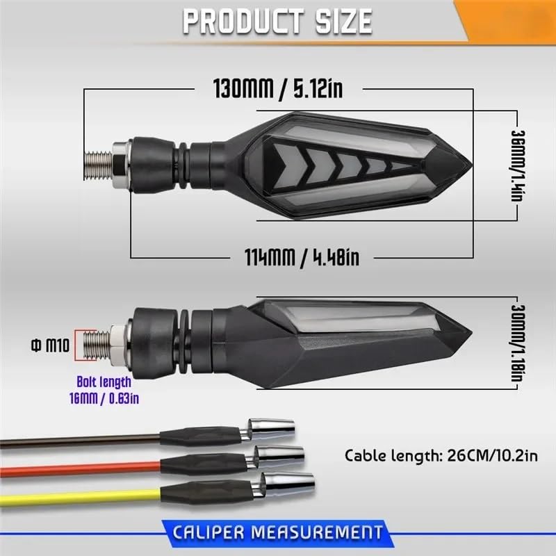 Faro Posteriore Stop Running Indicatori di direzione a LED per motociclette DRL Frecce sequenziali scorrevoli 12V 10mm Luci lampeggianti