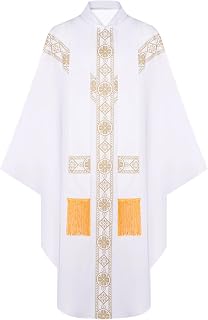 Catholic Priest Robe Clergy Church Chasuble Mass Robe Unisex with Pastor Stole for Feast Day