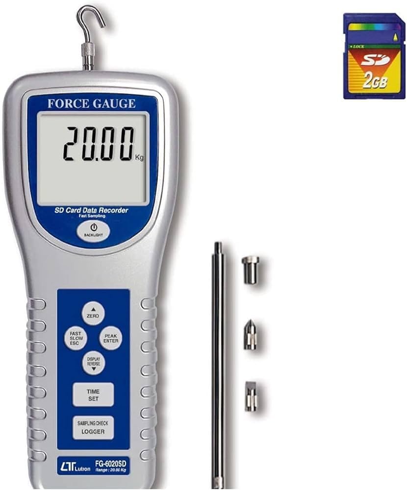 Portable Real Time Datalogger Type Handheld Force Gauge (Range: 20.00 Kg/ 44.10 lb/ 196.12 N) for Tension & Compression Tests | Digital Force Gauge | Product Testing| Model: FG-6020SD