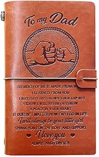 to My Dad Birthday Gifts Leather Notebook Diary Sketchbook, BlueInk Personalised Travel Journal Work Log, Engraved Daughter Misses Father Message - I Will Always be Your Little Girl, I Love You