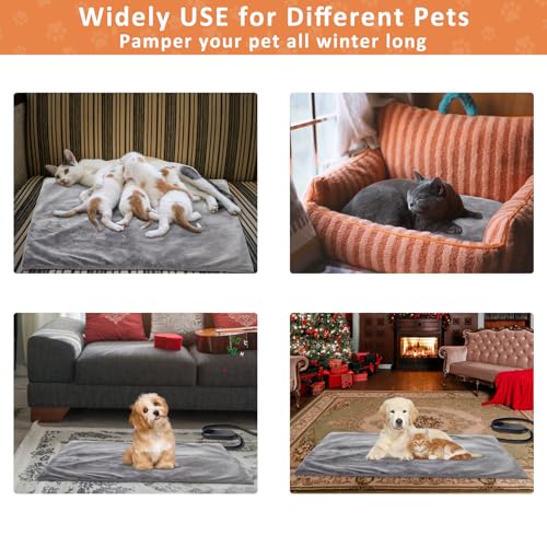 Helining Haustier Heizkissen für Katzen Hunde, 45 * 45cm, 5 einstellbare Timer und 6 einstellbare Temperaturen, Haustier-Heizmatte, wasserdicht, ideal für Welpen/Hunde/Katzen/Kaninchen