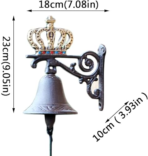 Campainha de ferro fundido coroa sino de jantar de ferro fundido vintage casa de fazenda sino de par