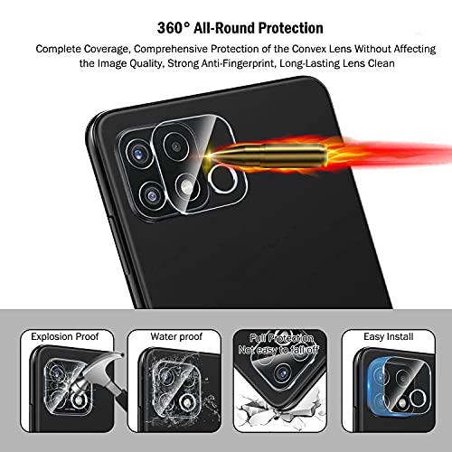 Qhohq 3 Pack Screen Protector For Samsung Galaxy A22 5G (Not Fit Galaxy A22 4G) With 3 Packs Camera Lens Protector,Tempered Glass Film,9H Hardness - Hd - Anti-Scratch - 2.5D Edge - Easy Installation #TOP6