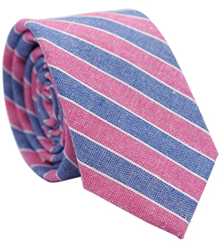 Image of BELLUNO Men's 2.5 inch Skinny Solid Cotton Linen Ties