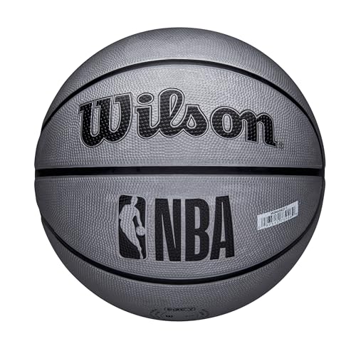 Wilson NBA Team Tribute Solid Basketball, Mit Pro-Nähten, Luftstabilität und Performance-Außenhülle, Für das Spiel im Freien, Material für alle Oberflächen, Team: Los Angeles Lakers, Gelb, Größe 5
