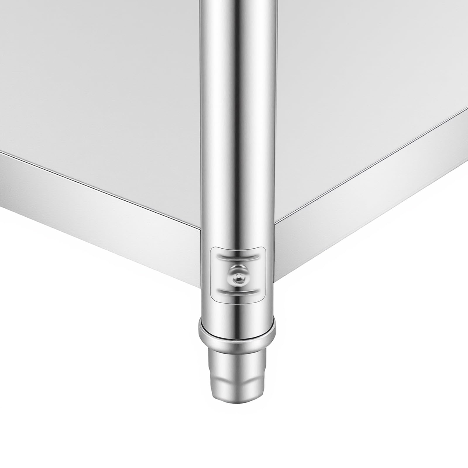 Mesa de trabajo de acero inoxidable, 80 x 80 x 40 cm, soporta 30 kg, 3 estantes, mesa de acero inoxidable, estantería de cocina, para gastro, para cargas pesadas, para barbacoa, cocina, hogar