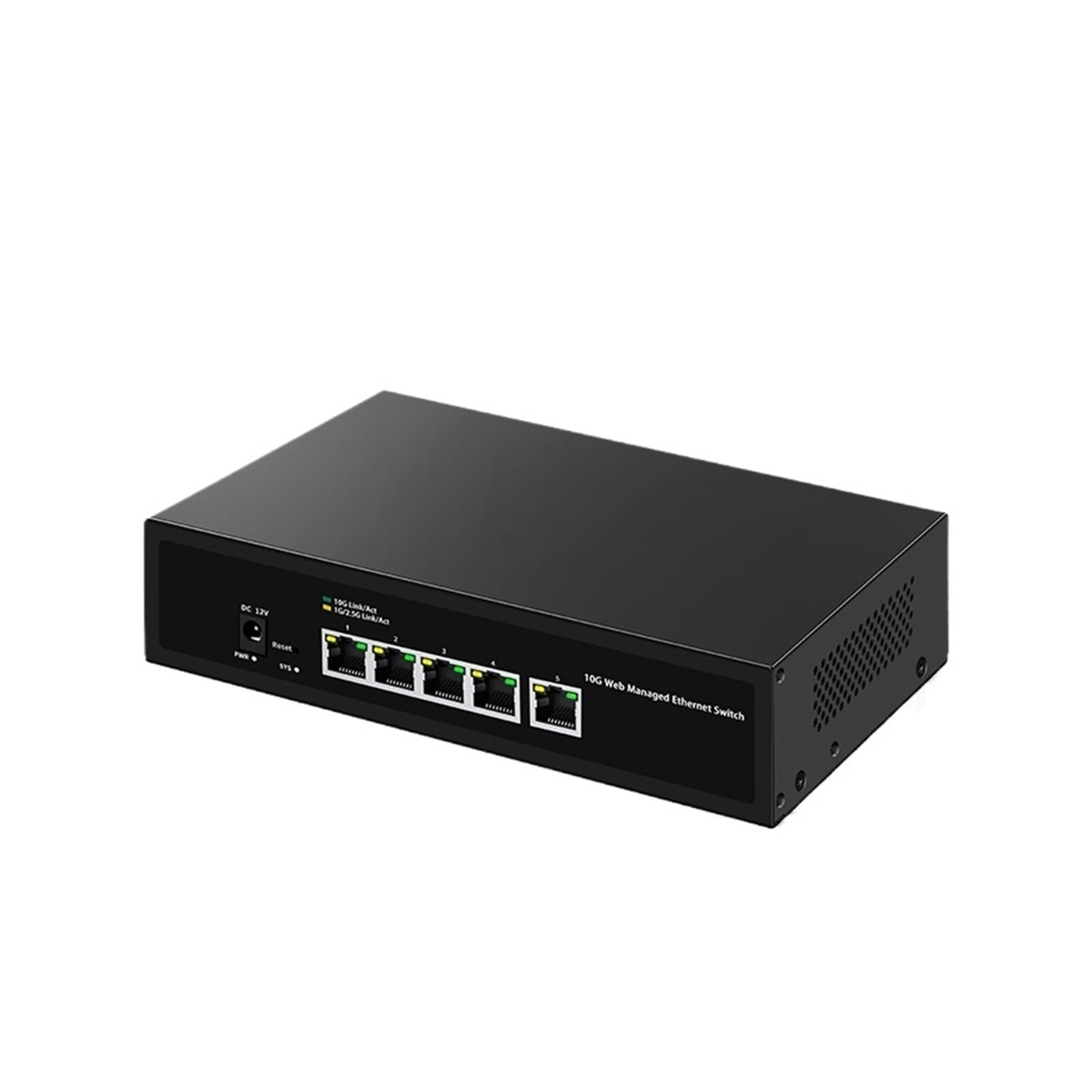 Commutateur réseau géré par Web 5 ports 10 Go 10 000 Mbps 10 G Smart Easy Managed Home Lab Ethernet Switch LACP/VLAN/DHCP Client (EU Adaptateur)