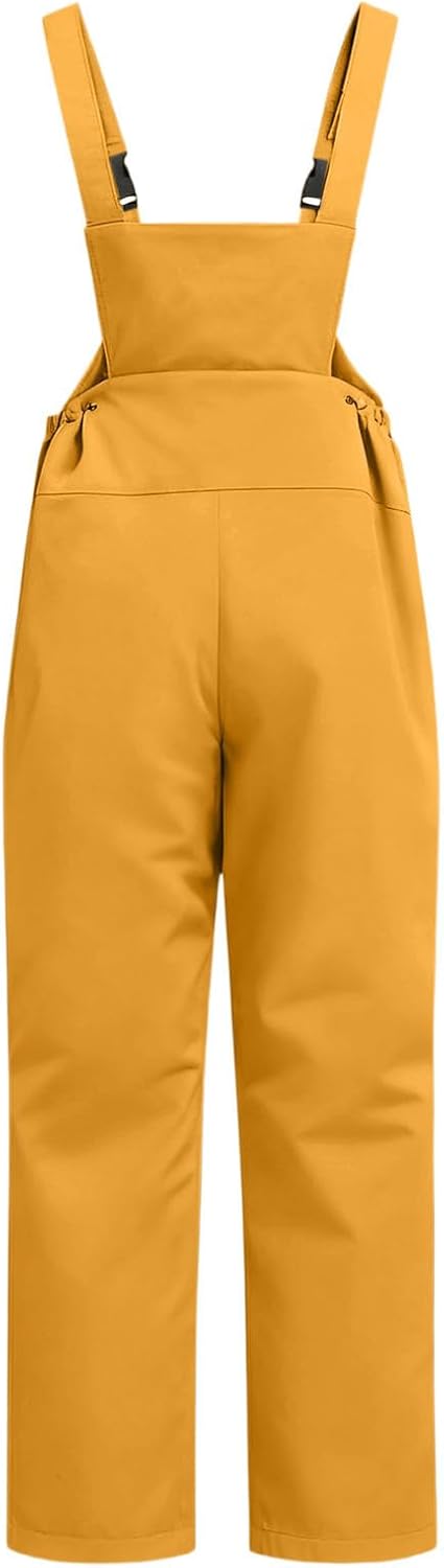 Mens Snow Bibs Insulated Ski Overalls Waterproof Windproof Snowboarding Snow Bibs Overalls for Climbing Hiking Sports Yellow