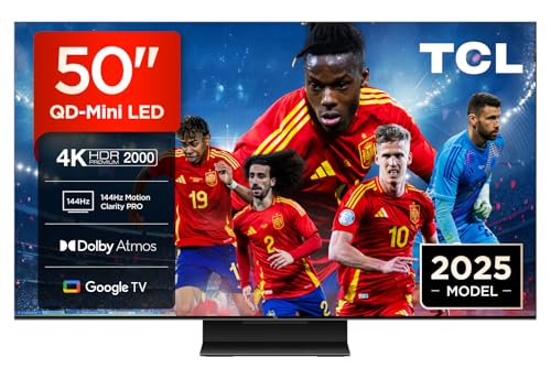 TCL 50Q7C 50' QD-Mini LED, 4K HDR Premium 2600, Smart TV with Google TV (Dolby Vision IQ & Atmos, CrystGlow HVA Panel, Motion Clarity Pro 144Hz, Game Master) [Energy Class F]