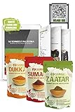 100% PALESTINA para su cocina - Za'atar de tomillo Sumach asado sésamo de una pizca de sal y agridulce Sumach & Dukkah hecho de trigo comino exquisito Anis y sésamo asado