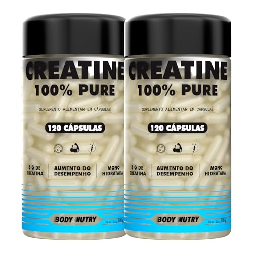 Kit 2x Creatina 100% Pura Monohidratada e Micronizada - Pote 120 Capsulas - Creatine Pure Monohydrate - Importada Alto Grau de Pureza - Original