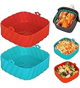 Katbite Silicone Air Fryer Liners 8inch 2-Pack Reusable Air Fryer Silicone Basket Heat Resistant ...
