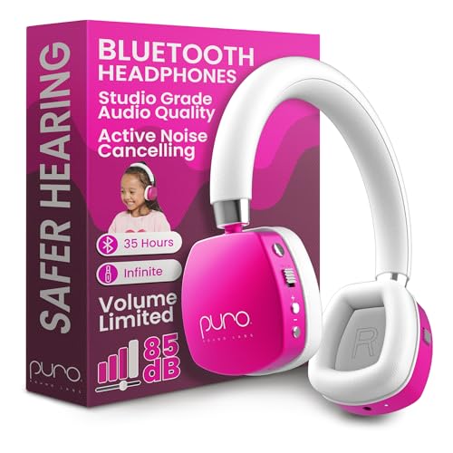 Puro Sound Labs PuroQuiet Plus Volume Limited On-Ear Active Noise Cancelling Bluetooth Headphones for Kids with Built-in Microphone–Safer Sound Studio-Grade Quality (Pink) Puro Sound Labs PuroQuiet Plus Volume Limited On-Ear Active Noise Cancelling Bluetooth Headphones for Kids with Built-in Microphone–Safer Sound Studio-Grade Quality (Pink)