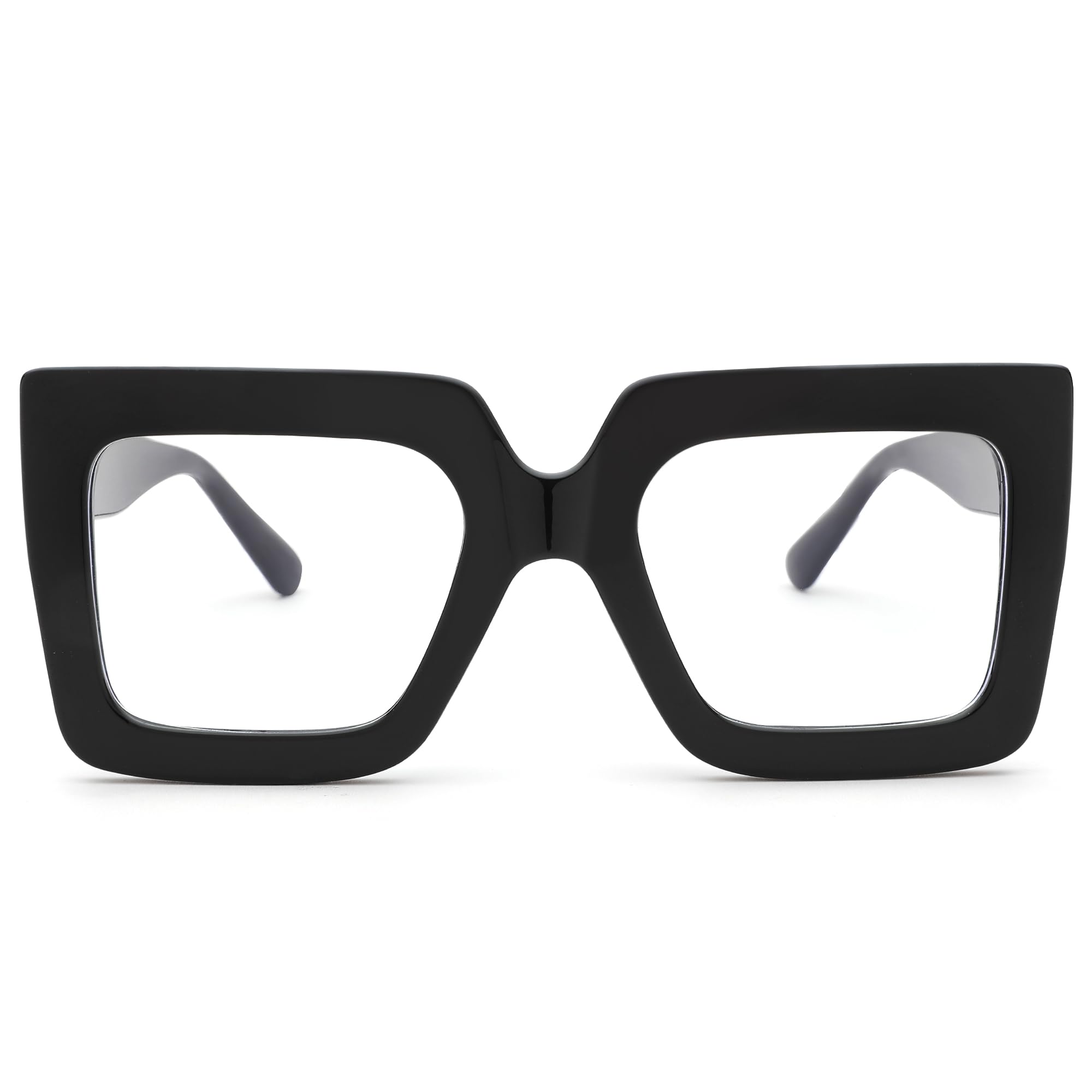 NULOOQ Blue Light Glasses for Women – Stylish Thick Square Oversized Computer Eyewear Non-Prescription Glasses (Black)