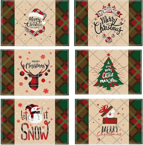 VITEVER Platzset Weihnachten Abwaschbar 6er Set, Polyester Leinen...