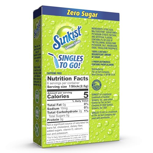 Image of Singles To Go! Sunkist Soda Drink Mix, Lemon Lime, 72 Packets
