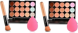 minkissy 2Pcs 15 Paleta De Maquiagem Paleta De Maquiagem Corretivo De Maquiagem Corretivo Para Rosto 15 Cores Pó Facial Paleta De Corretivo De 15 Cores Gota De Água De Cabeça Oblíqua