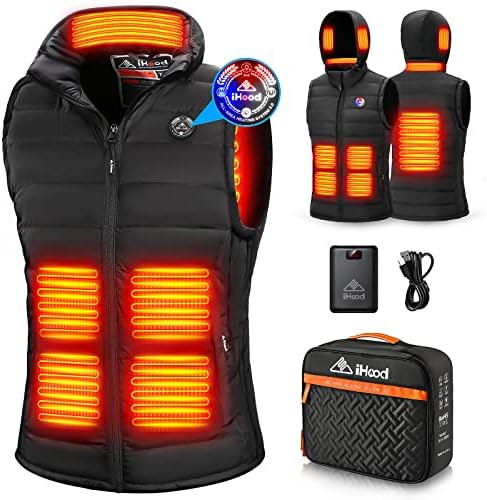 iHood Women's Heated Vest with Battery Pack, Heated Vest Women with Retractable Heated Hood Washable Heated Jackets for Women