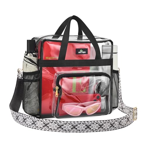 Image of MAY TREE Clear Bag Stadium Approved, Cold-Resistant, Lightweight and Waterproof, Transparent Tote Bag and Gym Clear Bag, See Through Tote Bag for Work, Sports Games and Concerts-12 x12 x6
