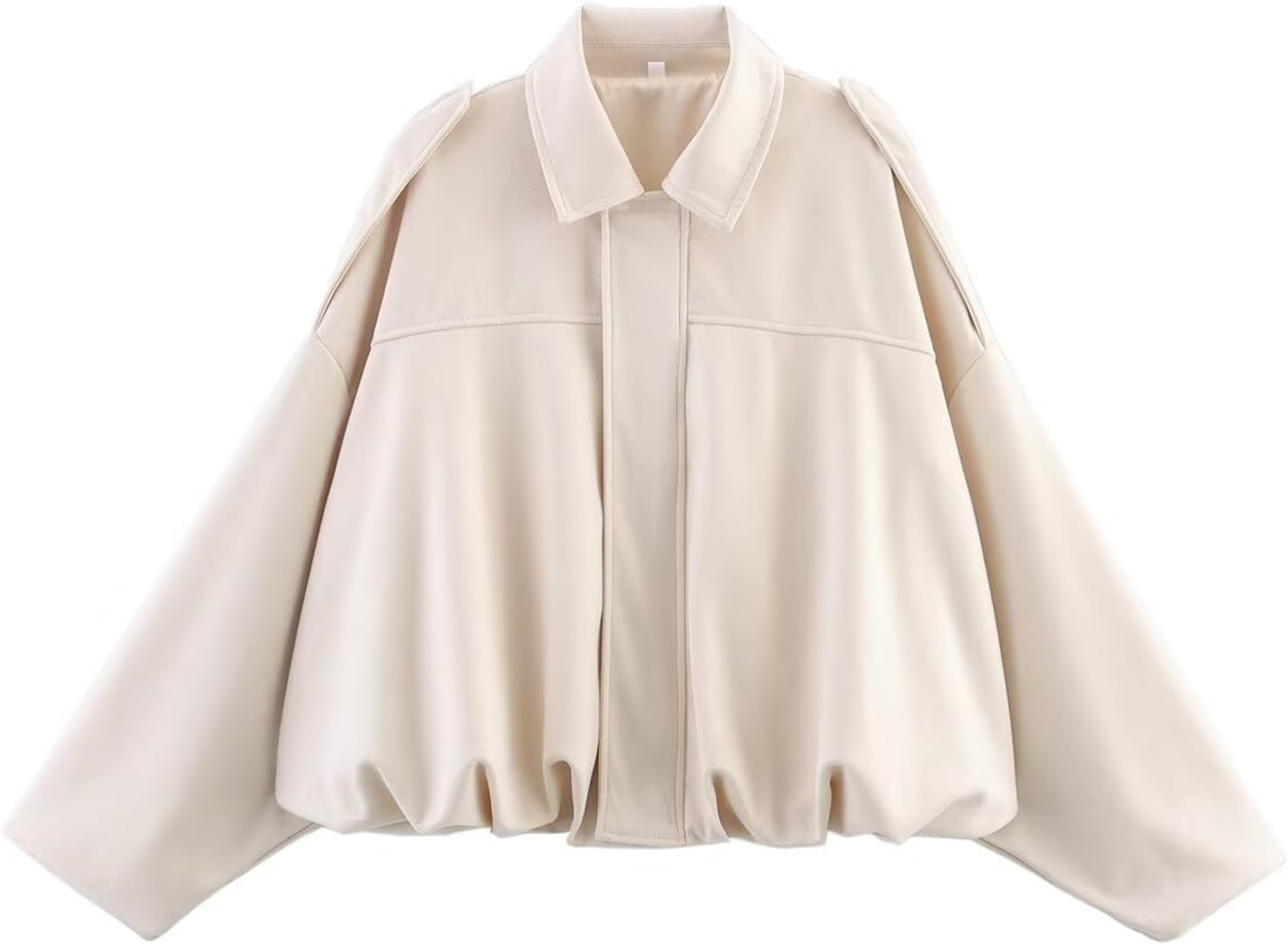 WOWULOVELY Women's Faux Suede Bomber Jacket Lapel Pilot Pocket Coat Casual Oversized Long Dolman Sleeves Trendy Streetwear