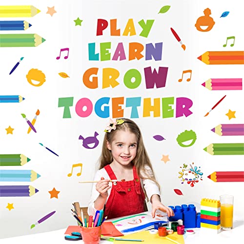 Playroom Wall Decals Stickers,Colorful Inspirational Wall Decal Nursery Wall Decor,Motivational Quotes Wall Decal Classroom Decorations Stickers,Multicolor Crayons Stickers For Kids Room Bedroom Decor #TOP4