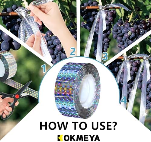 KOKMEYA Bird Scare Tapes 262FT Reflective Flash Tape for Birds, Bird Scare Device Double Side Ribbon Scare Birds Away for House, Garden, Yard, Orchard, Patio, Outdoor (Pack of 2) - 4