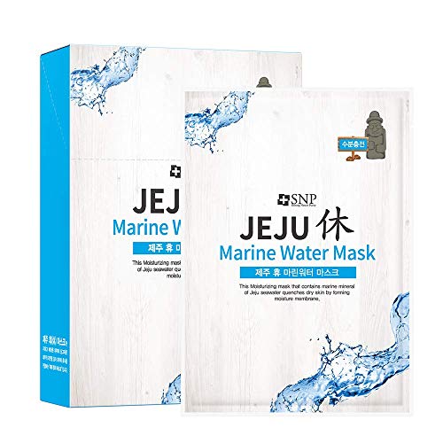 SNP - Jeju Rest Marine Water Korean Face Sheet Mask - Intensive Moisture for Extremely Dry & Sensitive Skin - 10 Sheets Beauty Facial Masks Skincare for Women and Men