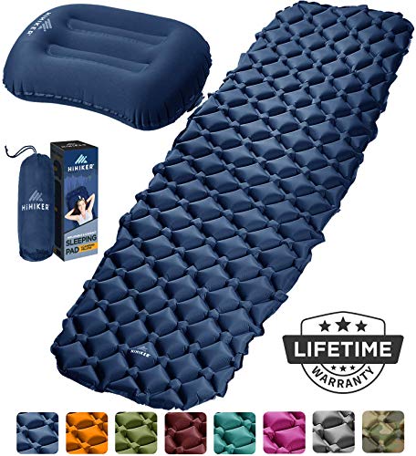 HiHiker Camping Sleeping Pad + Inflatable Travel Pillow – Ultralight Backpacking Air Mattress