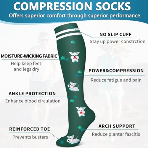 Image of Bluemaple 6 Pack Copper Compression Socks for Women and Men Circulation-Best Support for Medical, Running,Nursing,Athletic