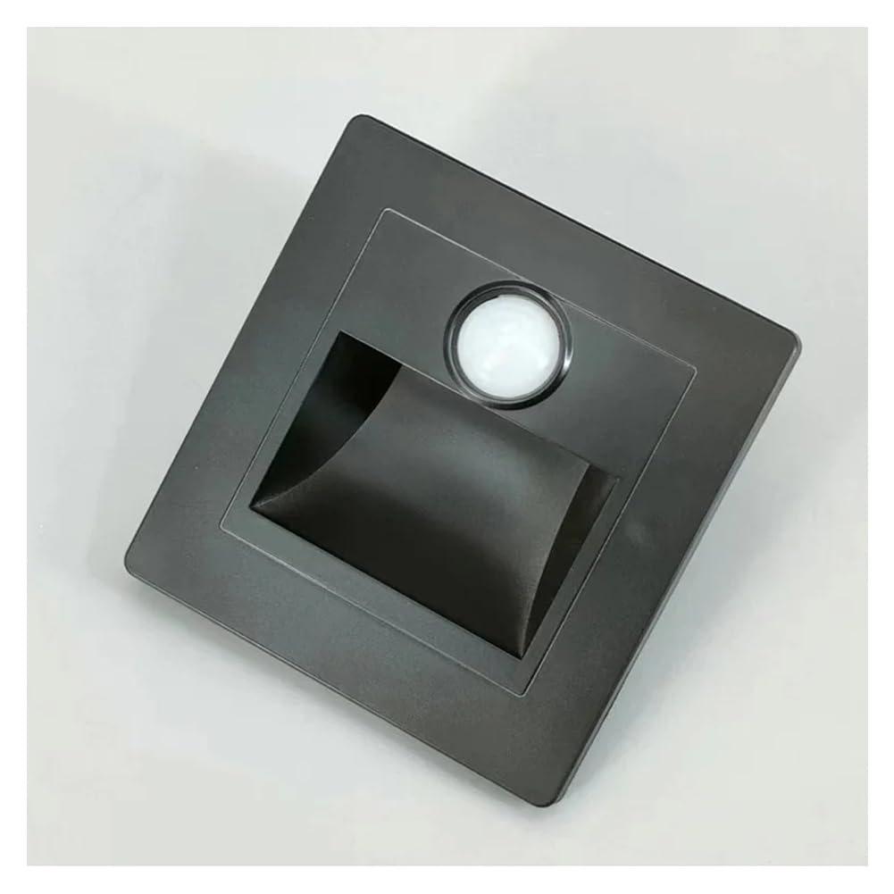 Opaeroo Motion Sensor Stair Lights 3W 3000K Recessed LED Step Light Indoor Stair Step Wall Lamp Staircase Bedroom Decoration Black