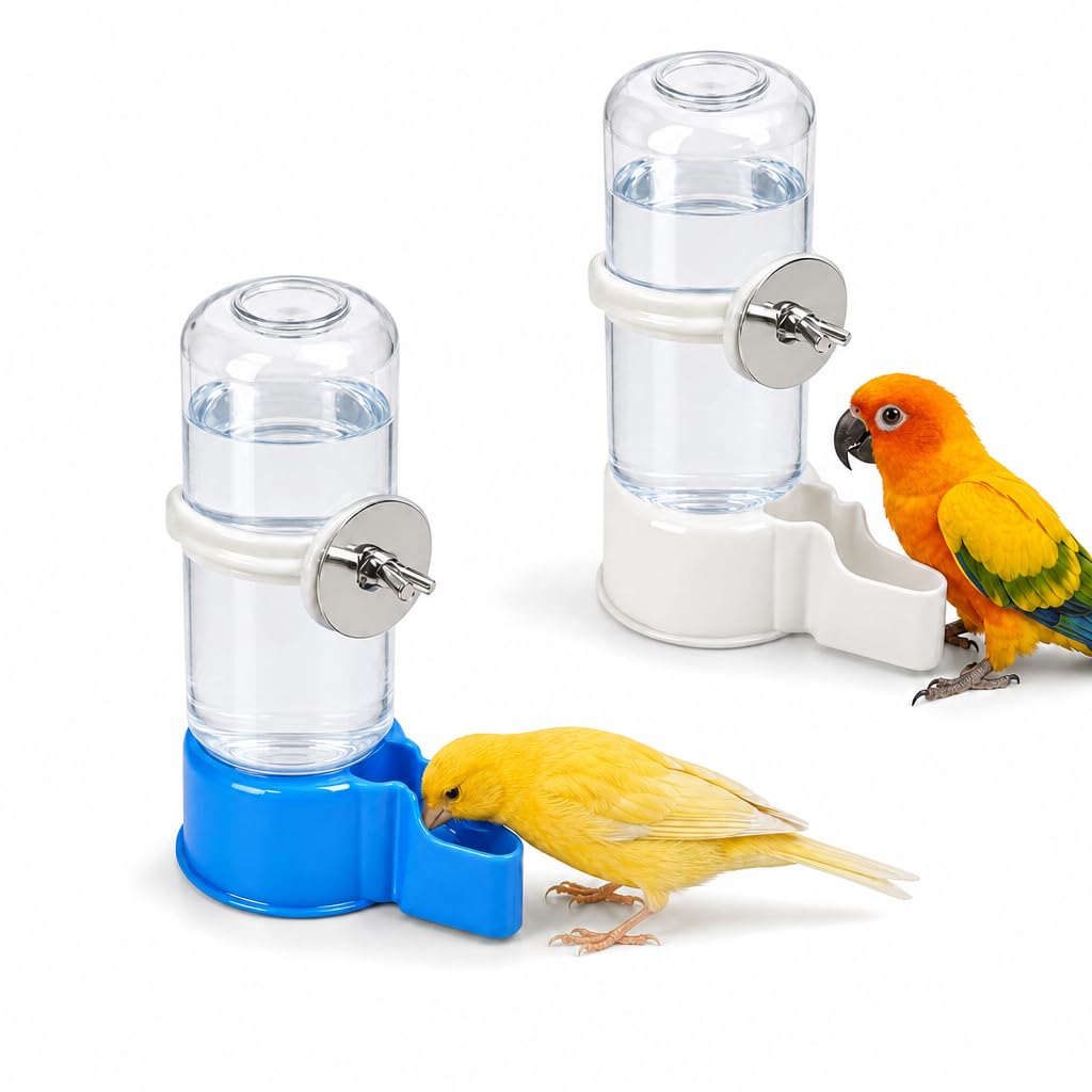2PCS Bird Water Feeder, 140 ML Automatic Bird Water Dispenser for Cages