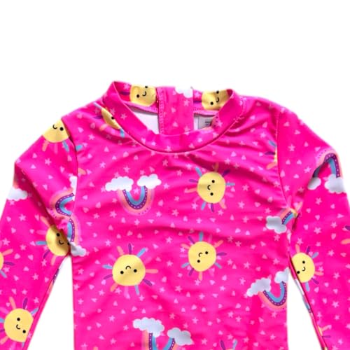Maiô Manga Longa Meninas Infantil Proteção Solares Uv 50 (BR, Idade, 6 Anos, Rosa Pink)